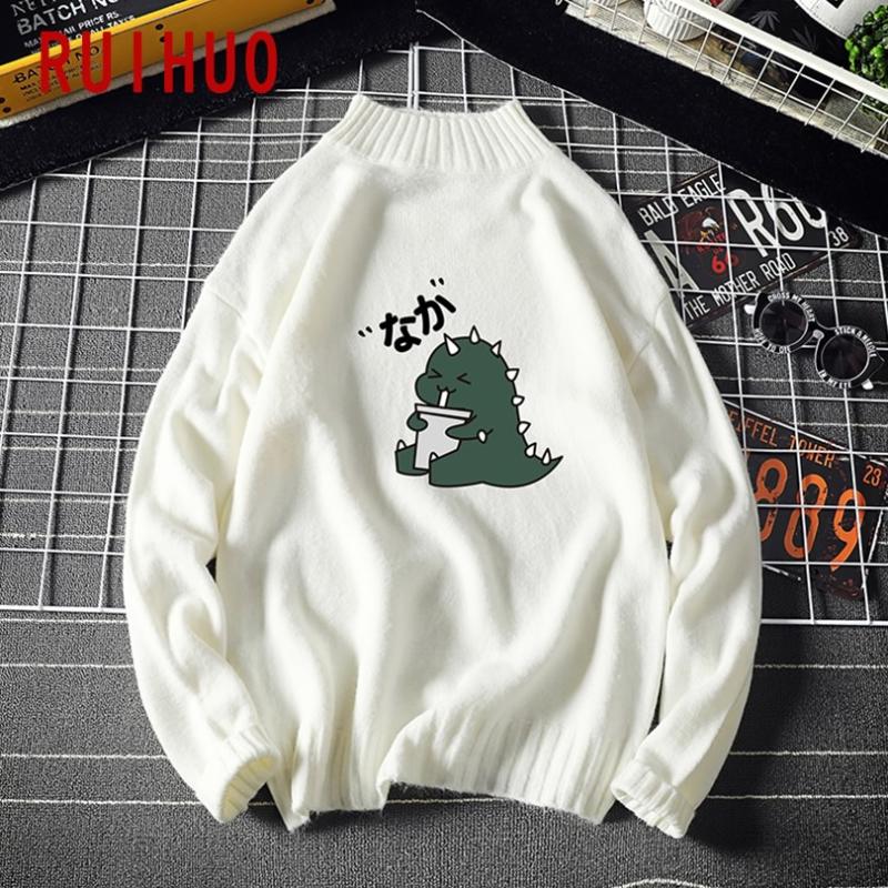 RUIHUO Cartoon Knitted Sweater Men Clothing Pull Sweaters Winter Men Clothes Pullover Mens Coat 2020 Autumn Winter New M-5XL