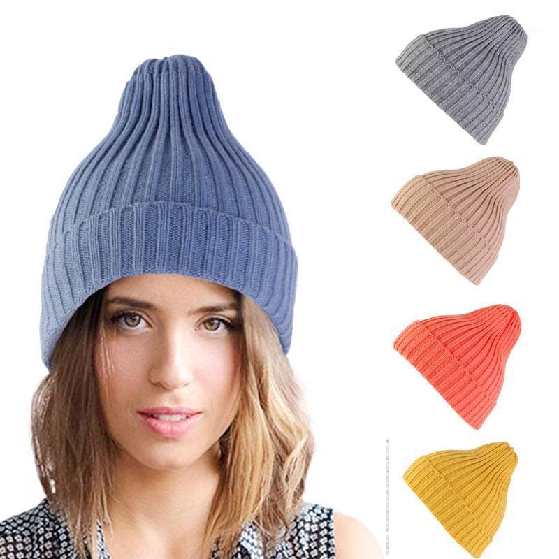 

winter knit slouchy hat Solid Knitted Warm Soft Trendy Hats Simple Korean Style Wool Casual Caps Elegant All-match Beanie1