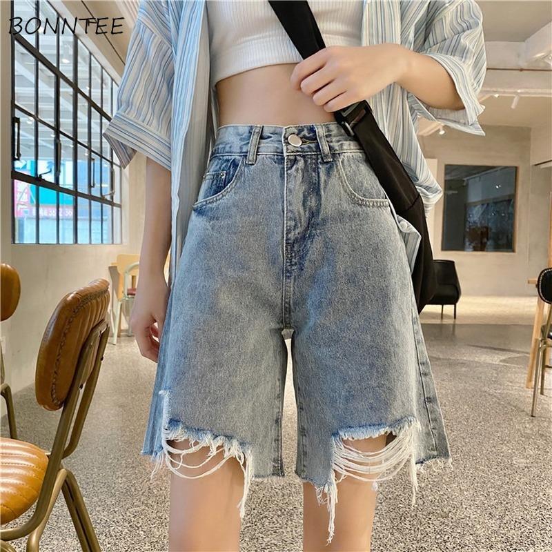 

Shorts Women High Waist Chic Design Harajuku Summer Vintage Teens Denim Short Trouser Basic Wide-leg All-match Womens Streetwear, Blue