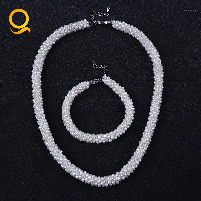 

Handmade high quality Natural freshwater pearl necklace bracelet set1