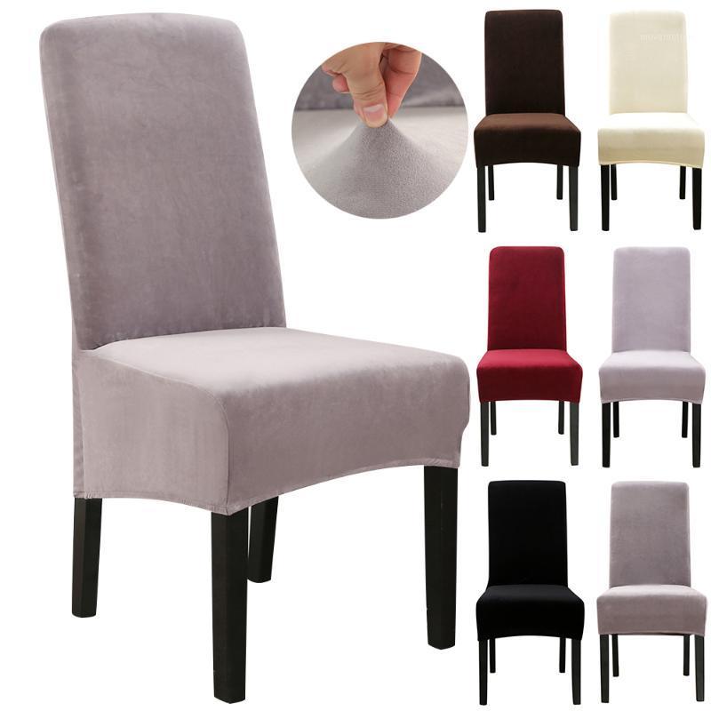 

Velvet Chair Cover Banquet Party Pile Home Seat Case Spandex Extra Large Large Solid Dining Room Banquet Chair Cover D301