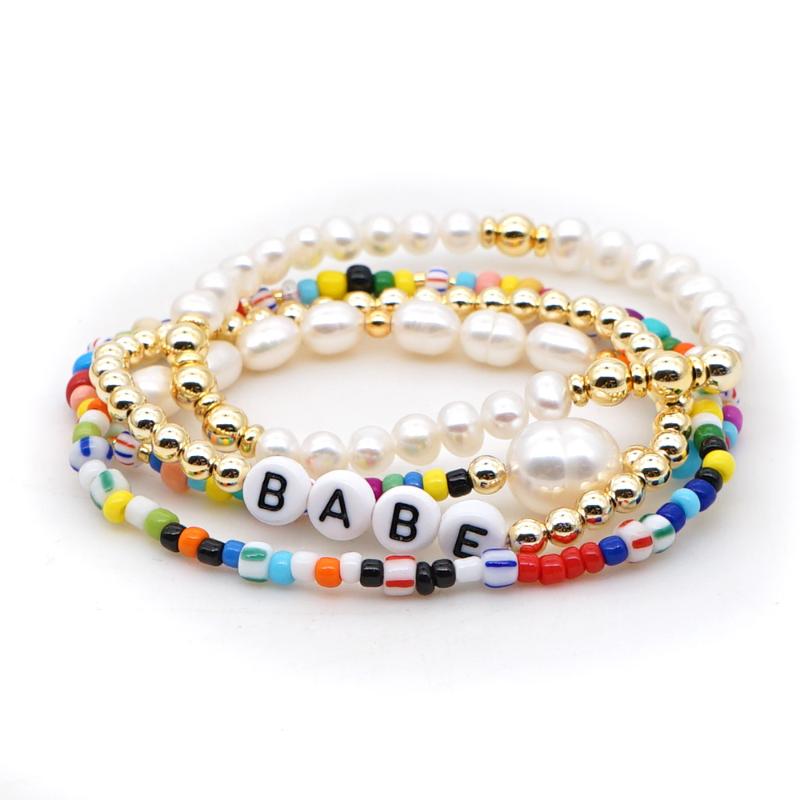 

Go2boho BABE Letter Bracelets Women Freshwater Natural Pearl Bracelet Jewelry Japanese Golden Beads Fashion Jewellery Wholesale