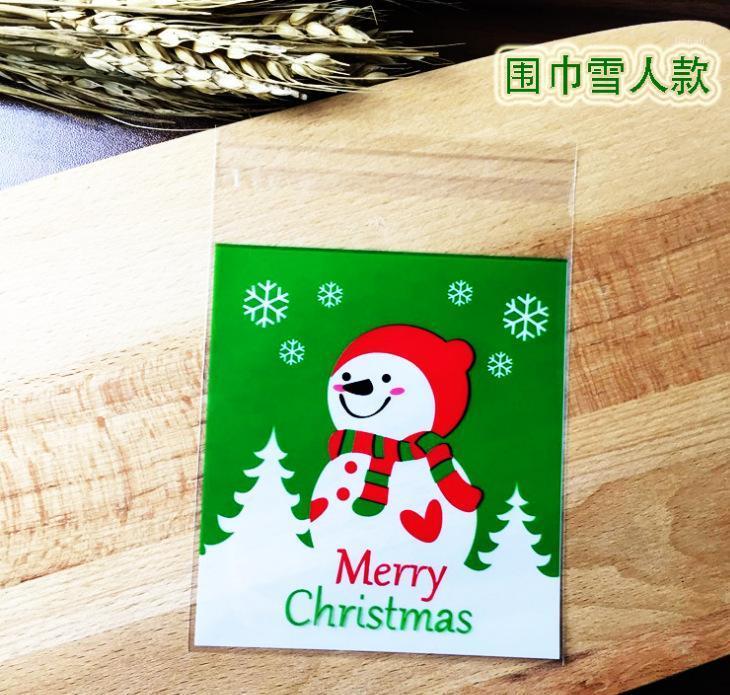 

50 Pcs Christmas Bag Santa Claus Snowman Cellophane Cookie Fudge Candy Gift Merry Christmas Biscuit Cookie Candy Bag1