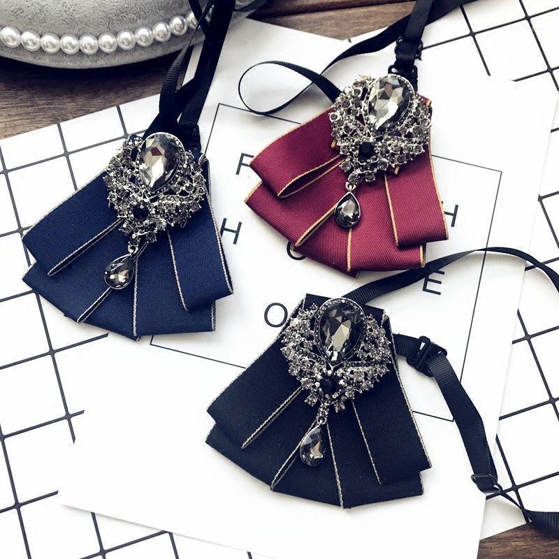 

New Top College Style Korean Retro Diamond Universal Men Women Fashion Bow Tie Neck Wear Accessories Solid Color Handmade Bowtie1