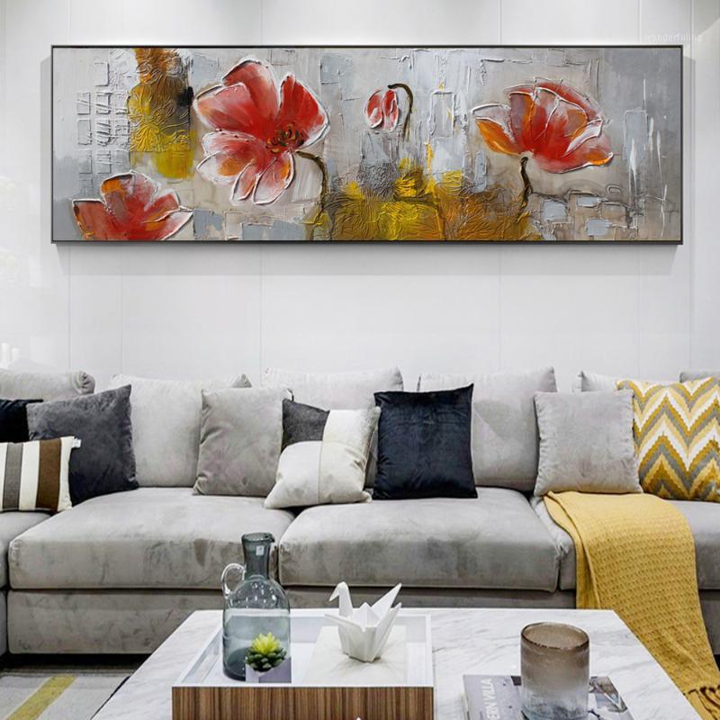 

60x180cm-Abstract Flowers Oil Paintings Print On Canvas Wall Posters And Prints Modern Flowers Canvas Prints For Bed Room Decor1