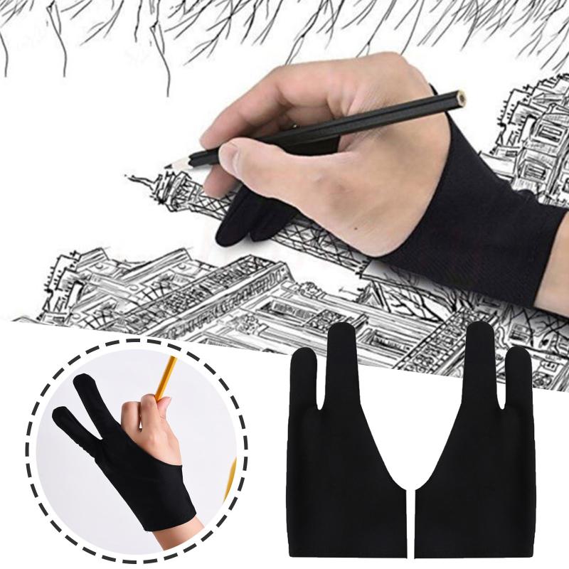 

Black Fouling Artist Glove For Drawing,Black 2 Finger Painting Digital Tablet Writing Glove For Art Students Arts Lover