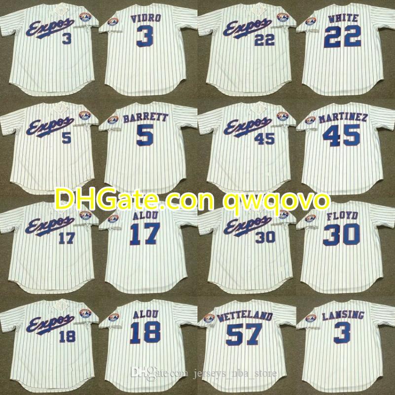 

Men Montreal Expos 3 JOSE VIDRO 30 CLIFF FLOYD 5 MICHAEL BARRETT 22 RONDELL WHITE 18 MOISES ALOU 17 FELIPE ALOU MARTINEZ Baseball Jersey 02, Blue;black