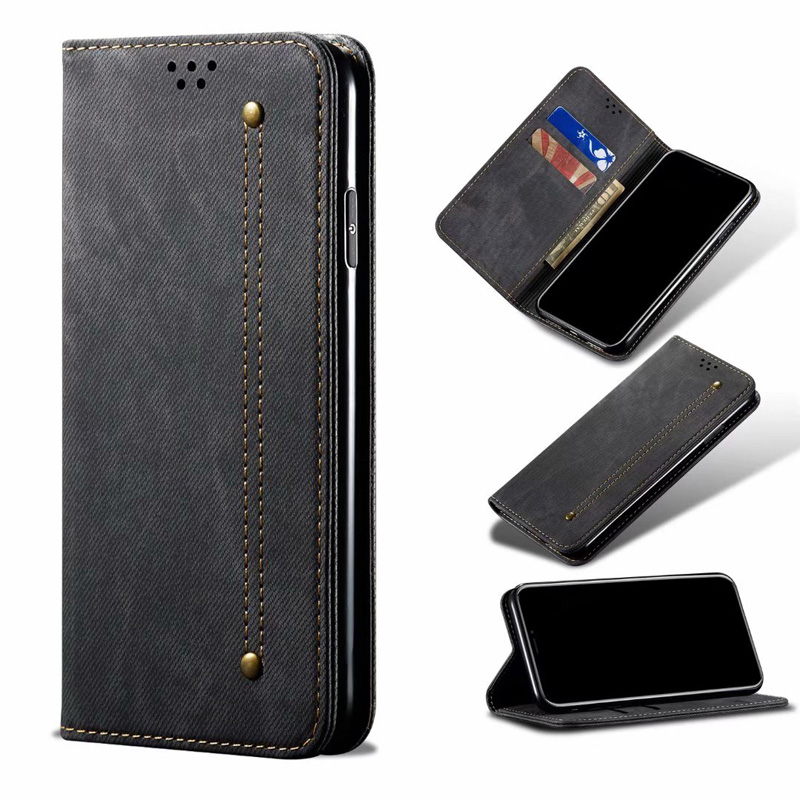 

Denim Jeans Canvas Magnet Flip Card Slot Wallet Cover Case for iphone 13 12 11Pro Max XS XR 8 7 6S Plus, Mix colors;pls leave message to us