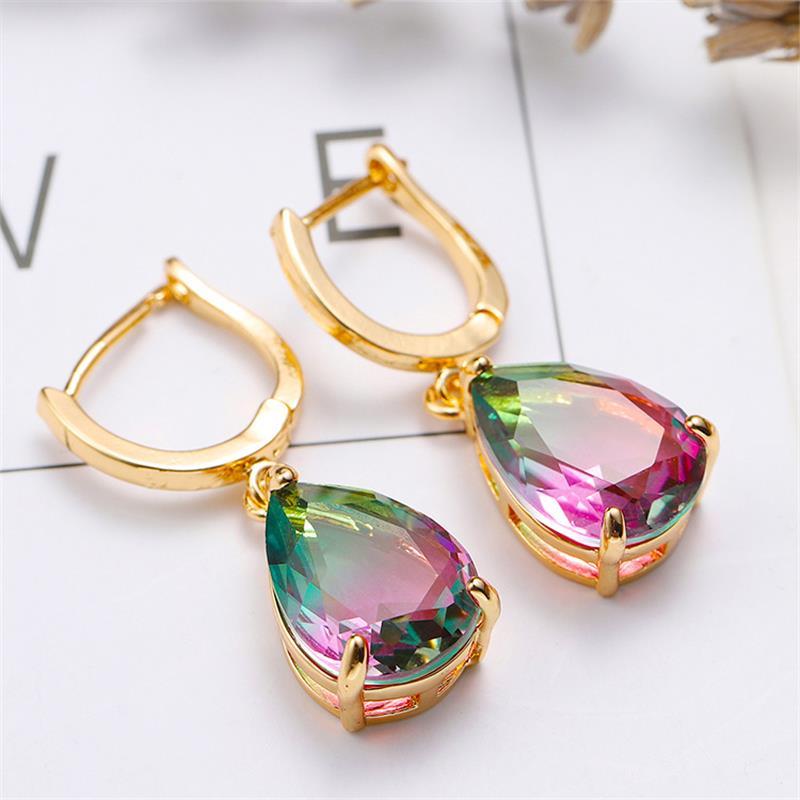 

Creative Water Drop Pear Shaped Earrings Exquisite Multicolor Imitation Crystal Anniversary Women Earring Banquet Jewelry