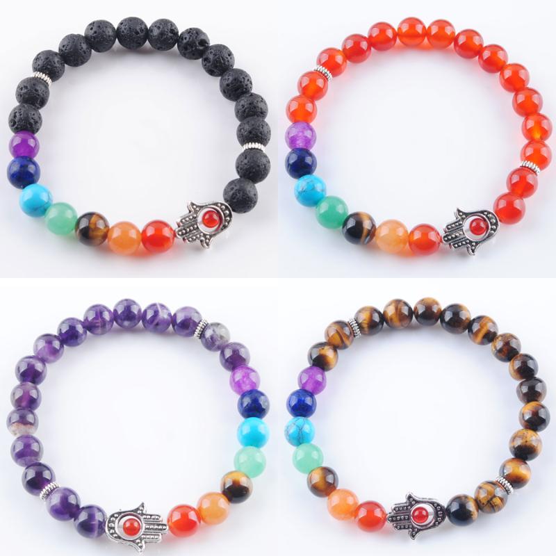 

Bangle Jewelry Gift for Women Girls Natural Gem Stone Round 8mm Beads Palm Bracelet 7 Inches TBK328