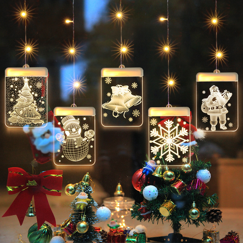 

Family Energy Saving Lamp String Christmas Tree Elk Santa Claus Pattern Indoor Festival Modeling Coloured Lights