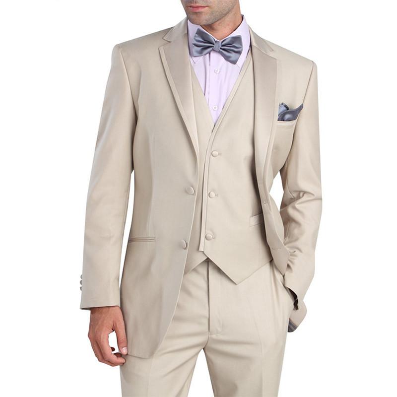 

mens 3 piece suits Fashion Groom Tuxedo Slim Fit Men's Wedding Suit Groomsman Best man Suits, Beige