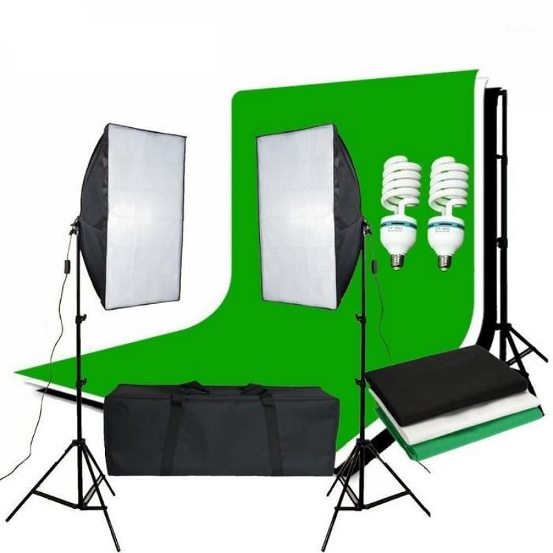 

Light Stands & Booms ZUOCHEN Po Studio Softbox Continuous Lighting Kit Background Soft Box Stand+ 3 Backdrops + 2*2M Backdrop Support Kit1