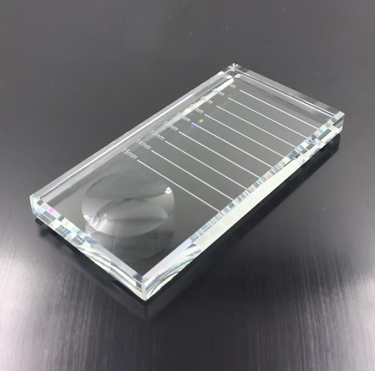 

50pcs Eyelash Pallet Crystal Glass U Curved/Straight Stand Pad False Eyelashes Holder Transparent Glue Tray
