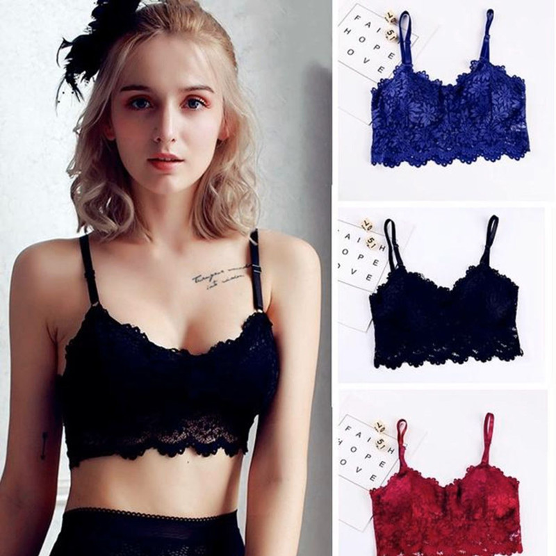

Women Lace Crop Top Push Up Bra Underwear Lingerie Women Push Up Lace Tube Tops Bra, Black;white