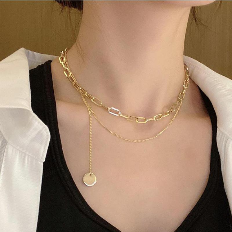 

Chokers European And American Necklaces Fashion Necklace Personality Cold Trend Street Hip Hop Niche Clavicle Chain Double