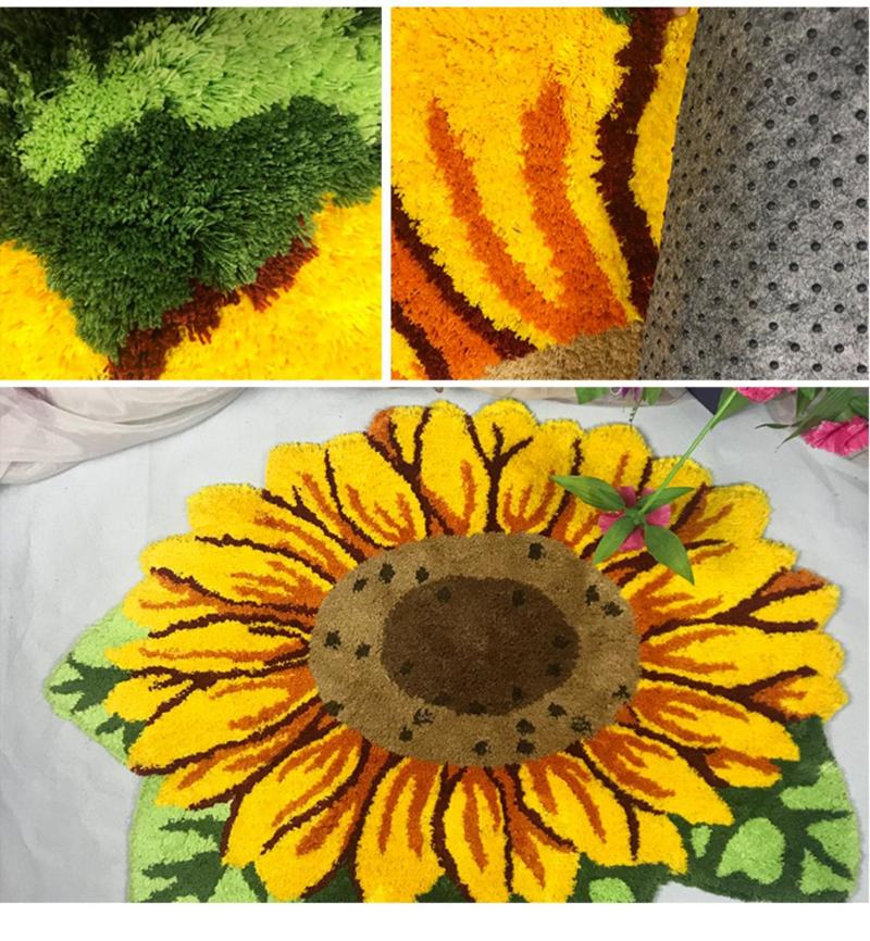 

New arrival bright color art rug sun flower small carpet for home, White