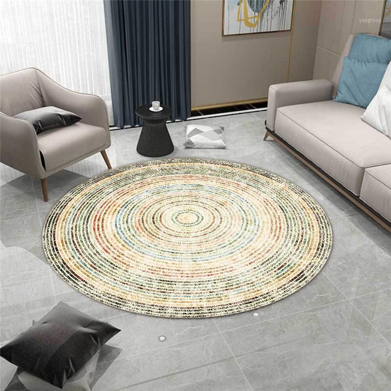 

Round Carpet Twine Circle Pattern Printed Soft Carpets For Living Room Anti-slip Rug Chair Floor Mat Bedroom Decor Carpet1, As pic