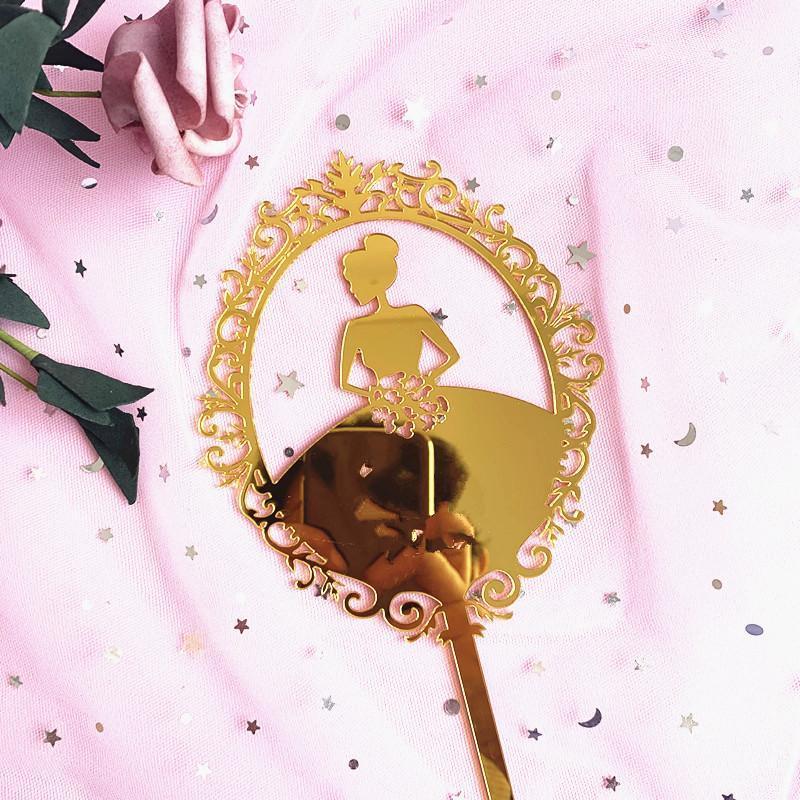 

Lady Girl Skirt Princess Cake Toppers Happy Birthday Toppers for Baby Shower Cake Topper Wedding Personalized Decoration1