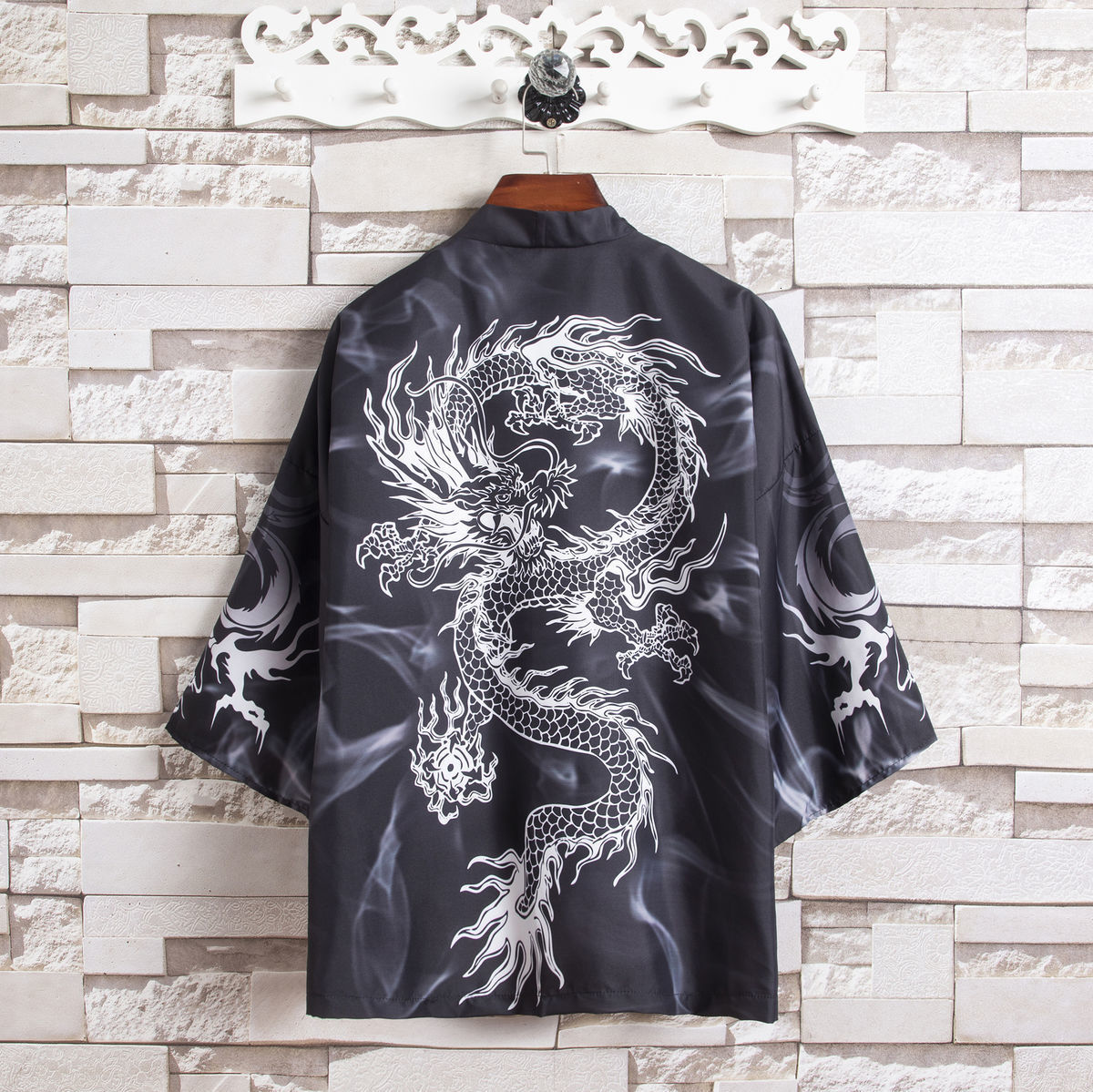 

New Men's Casual Oversize Jackets 2021 Fashion Chinese Style White Dragon Tops Vintage Streetwear Male Clothing 3sgi