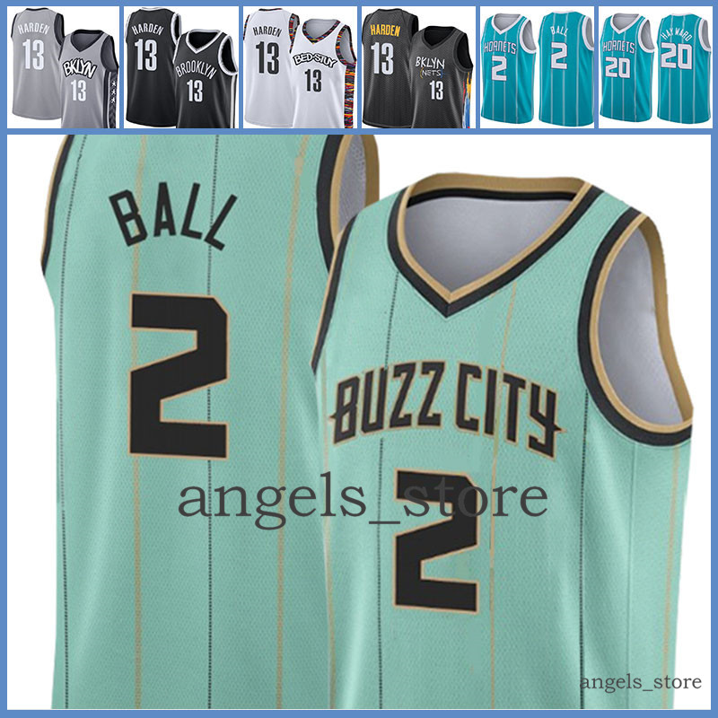 

CharlotteHornetsMens LaMelo 2 Ball Gordon 20 Hayward 2021 New basketball Jersey Collin 2 Sexton James 13 Harden Gold, Black;red