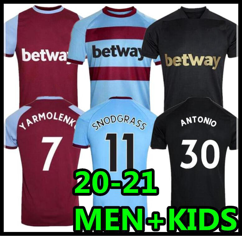 

20 21 Ham soccer jerseys 2021 black third LANZINI ANTONIO Bowen football shirts Soucek Haller F.ANDERSON MEN Kids, Away adult