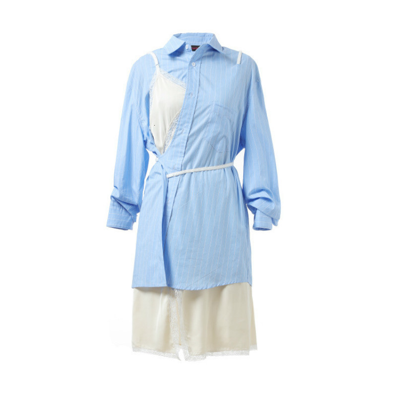 

Personality the New Women's Dress False Tag Two Parts of Rent Autumn Female Designer Mini Sash High Quality Dresses 7hxb, Blue