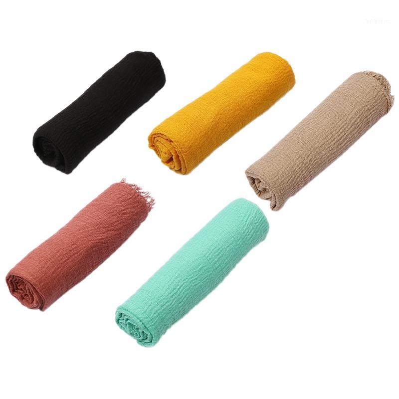 

5Pc Ladies Solid Color Shawl Headscarf Muslim Scarf Headscarf Hijab Shawl Ethnic Wind Creased Scarf1