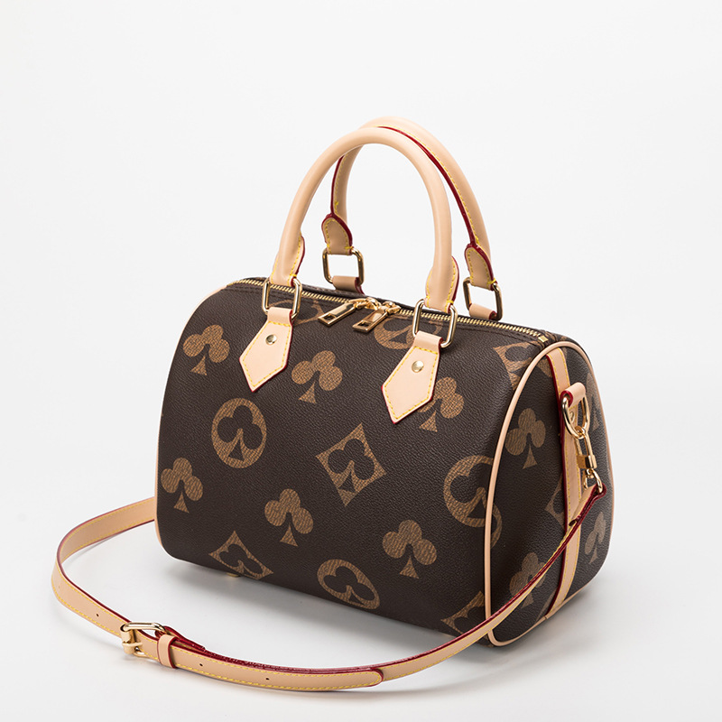 

Top quality Women's handbag Big poker pattern Europe and the United States fashion Boston pillow bag big classic printing single shoulder messenger bags, Black big poker pattern