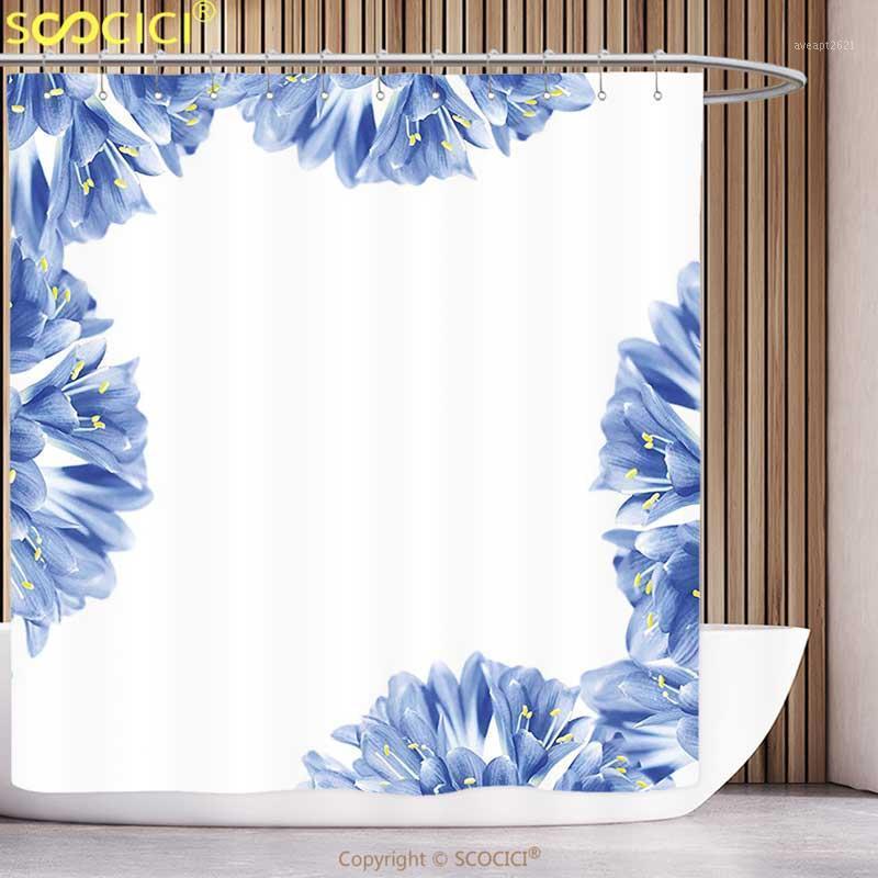 

Unique Shower Curtain Floral Fresh Delicate Crocus Petals Border Springtime Gardening Plants Violet Blue Light Green White1