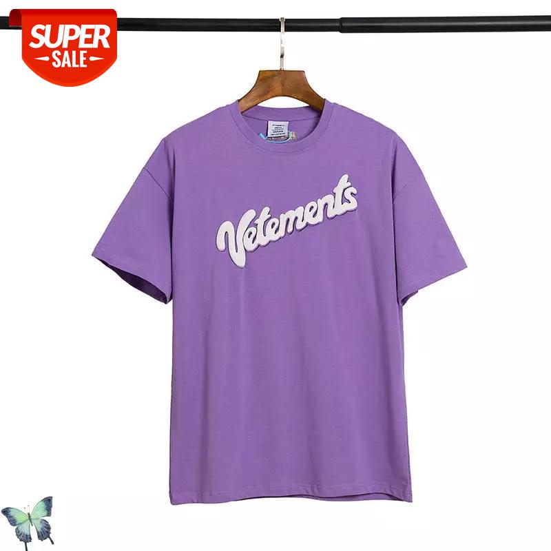 

Vetements T-shirt Oversized Foam Letter Original Tag Purple T-shirt VTM Men Women Casual T Shirt #TW0P, White;black