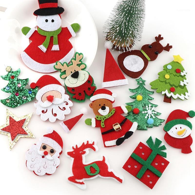 

10PCS Christmas Ornament Set Deer Santa Snowman Felt Ornament Xmas Hanging Gift Box Decorations for Party Decor1