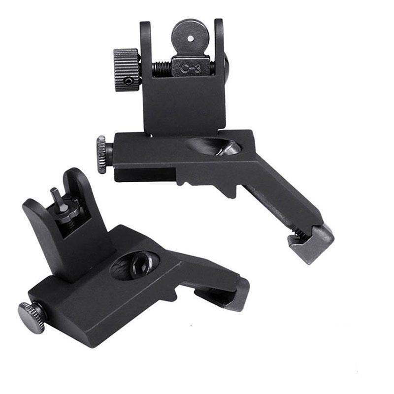 

Front and Rear Flip Up 45 Degree Offset Rapid Transition Backup Iron Sight Tactical Hunting Laser Accessories, Black