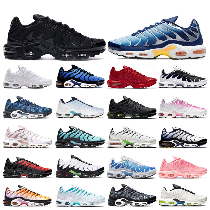 

2022 plus tn Mens shoes Outdoor sneakers Triple Black White Oreo Hyper Blue Hex Dark Smoke Grey Graphic Prints Pink fade Sports Women Trainers Size 36-46