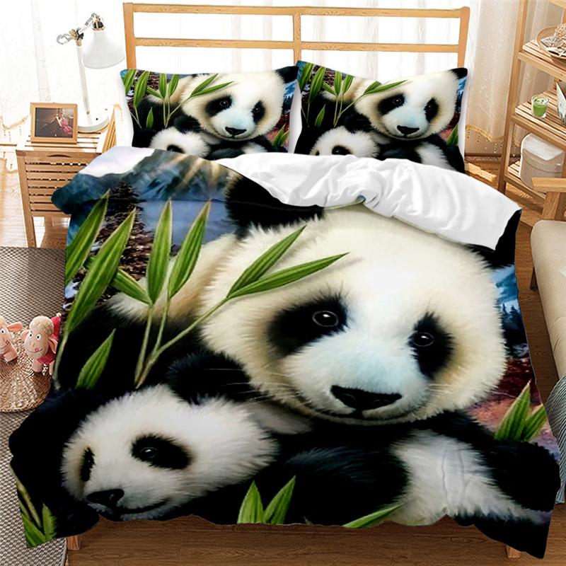 

Panda Tiger Bedding Set 3D Printed Animal Duvet Cover  Full Queen King Double UK Supking Sizes Bed Linen Pillowcase, As picture