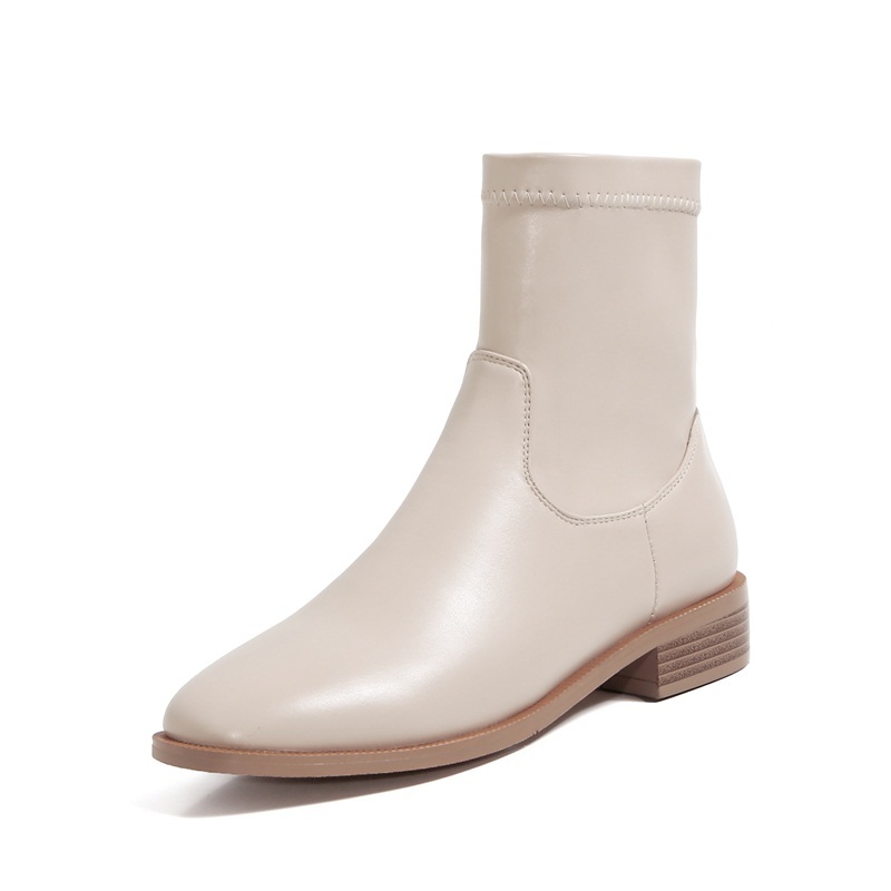 

2021 New Winter Qulaity Low Black Shoes Women's Big-size Ankle Boots Aex2, Beige