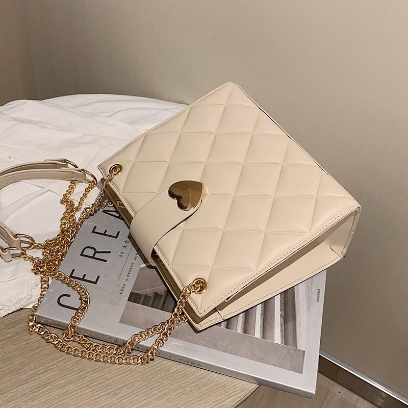 

Lattice Square Crossbody Bag 2021 Fashion New High quality PU Leather Women's Designer Handbag Chain Shoulder Messenger Bag, Black