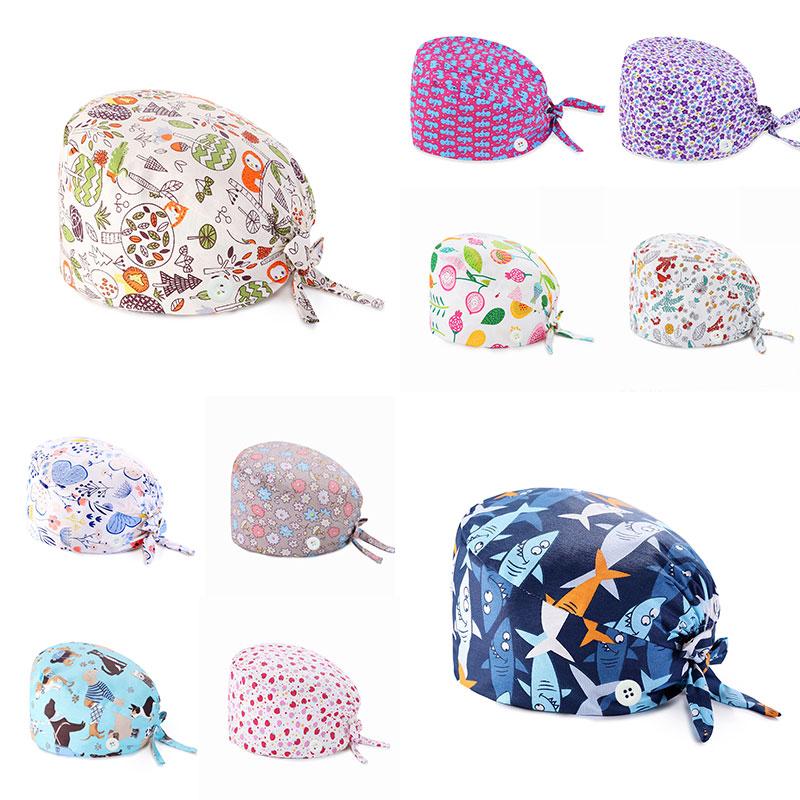 

New Unisex Laboratory Work Caps Cartoon Printing Cotton Caps Pet Grooming Hats/Cap Working Accessories Men And Women Wholesale