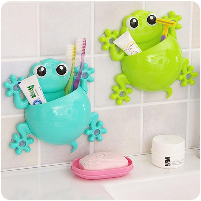 

4 Colors Large Capacity Toothbrush Holder Cartoon Gecko Shaped Strong Suction Toothpaste Wall Sucker Bathroom Accessories
