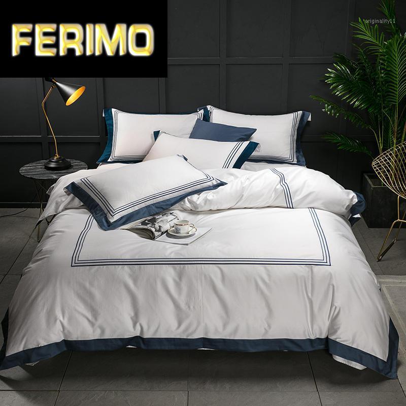 

Luxury White 100%Cotton Bedding set Hotel Bed sheet Fitted sheet Queen King size Bed set Duvet coverropa de cama linge de lit1, 19