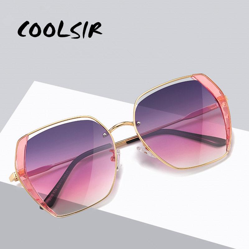

COOLSIR Polarized Sunglasses Women Retro Brand Design Glasses Driving Trendy Classic Vintage Sunglasses Gradient Pink Shield