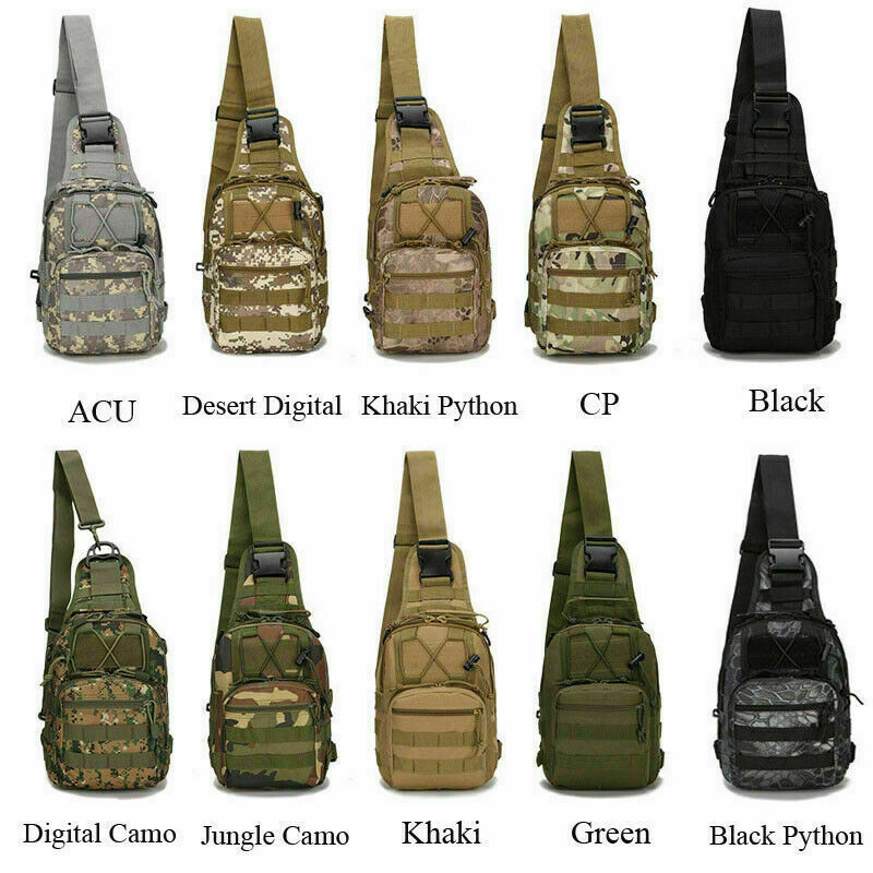 

Molle Sling Chest Bag Military Tactical Canvas Messenger Crossbody Shoulder Backpack Camouflage Outdoor Sport Cycling Bags Satchel Day Packs, Color