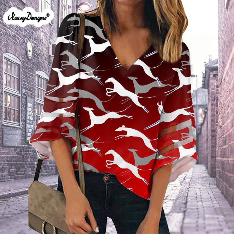 

Fashion Women Blouses Ladies 2021 Spring Chiffon Greyhound Dogs Pattern Loose Tops Shirts Blusas Mujer Plus Size XXL Dropshippi, Women blouse tunic