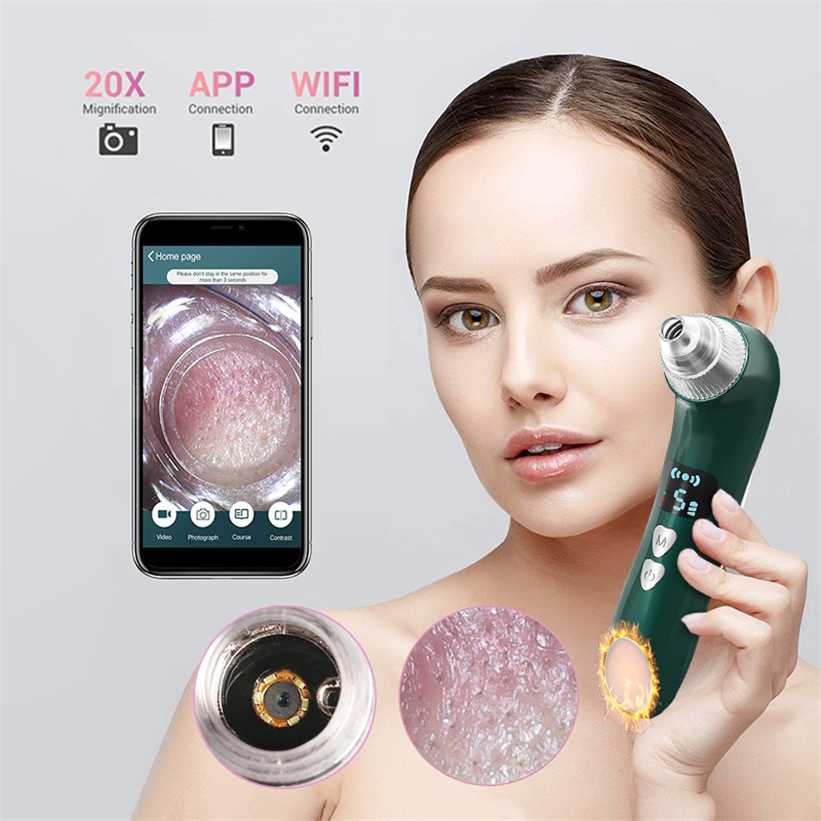 

Heating Blackhead Remover Pore Vacuum Cleaner For Nose Face Skin Acne Sucker Rechargeable LCD Display Suction Spot Removal Tools 220114