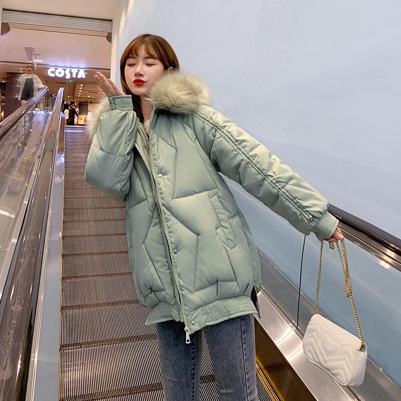

Women Casual Short Hooded Parka Coat Sweet Warm New Winter Jacket Fur Collar Jacket Female Office Lady, Green03