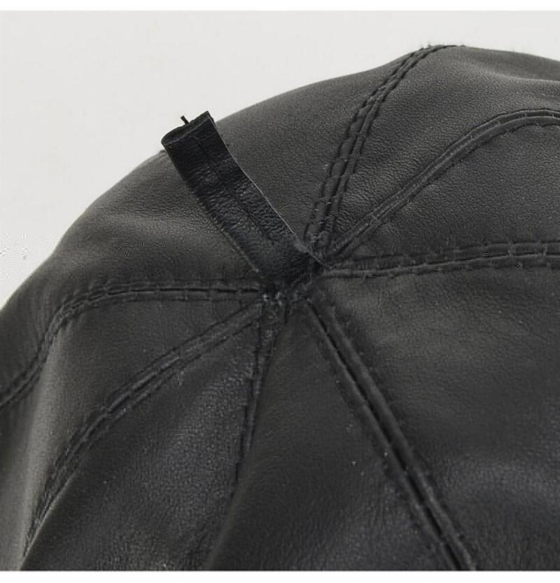 

Men Real Genuine Sheepskin Leather Hats Fall Winter Male Casual Real Sheep skin Leather Berets Caps 2020 New Outdoor Newsboy Cap1, Black