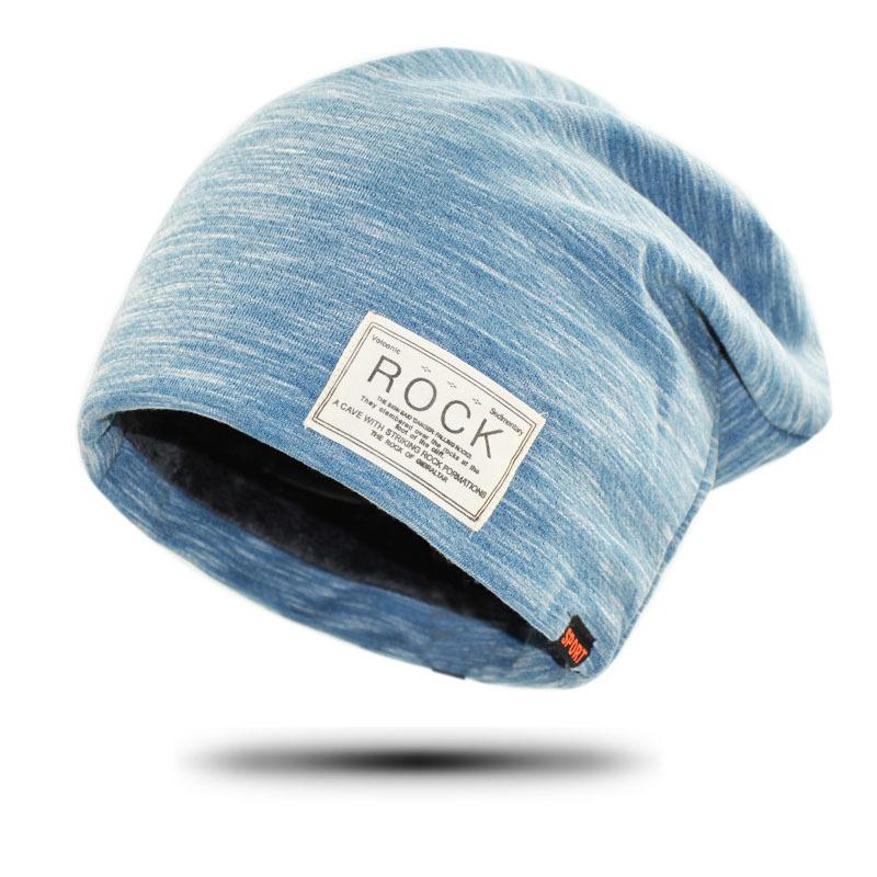 

Autumn and Winter Women's Hats Men's Double-layer Thickened Warmth Caps Ladies Patch Rock Pile Ear Protection Cap, Blue