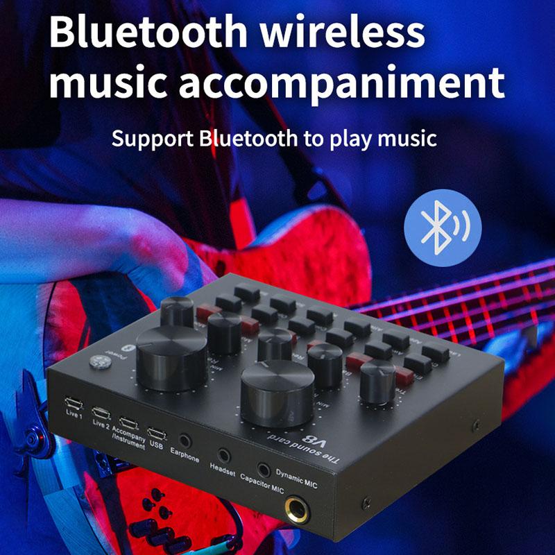

KTV Live Broadcast Mini Audio Mixer Sound Card Console Mic Studio Recording for Mobile Phone Computer QJY99