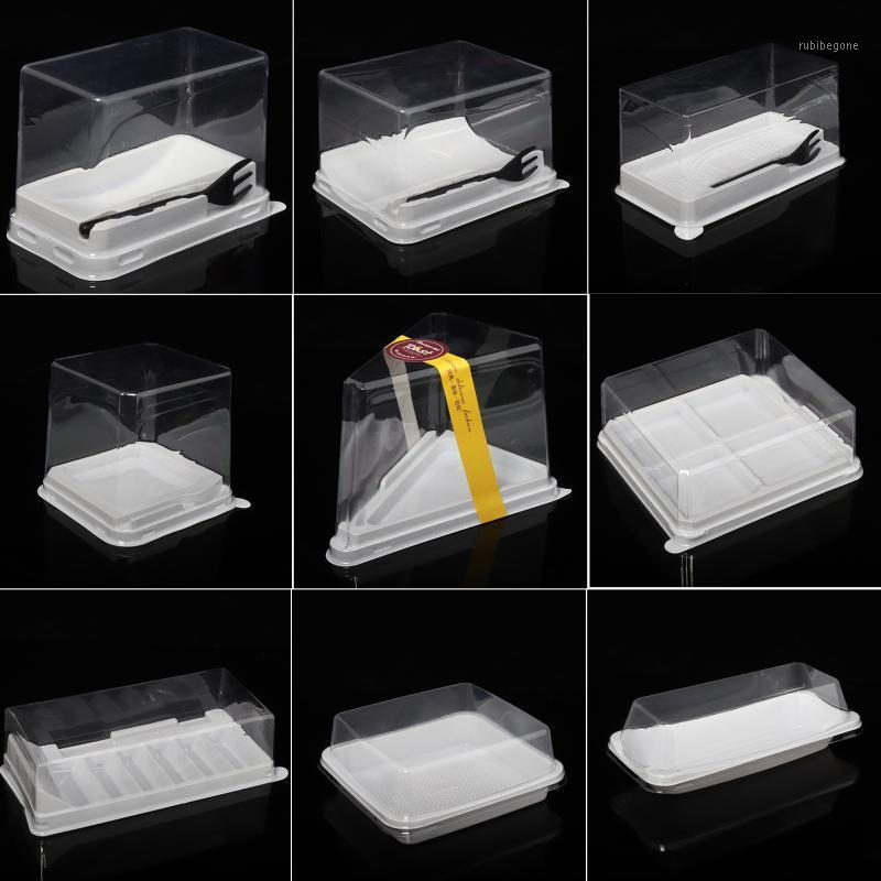 

100pcs Cake rolls mousse plastic transparent box triangle layer box round cake square blister freeshipping1