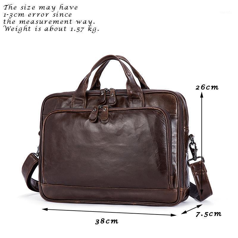 

New Classic Design 100% cow leather Large Size Leather Briefcases Men Casual Business Man Bag Office Briefcase Bags Laptop Bag1, Coffee